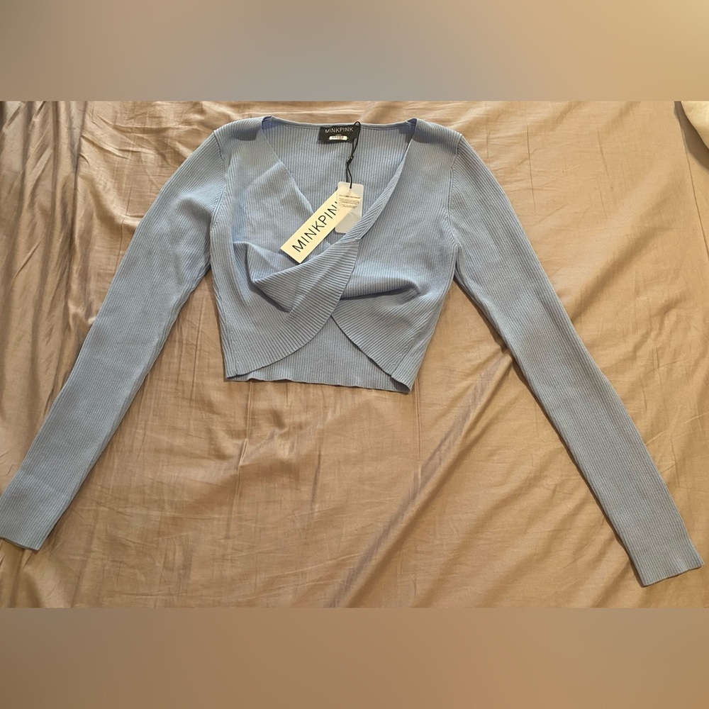 MINKPINK Laur Twist Cropped Top Size Large, NWT